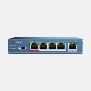 Switch PoE 5 Portas Não Gerenciado 4 (10/100 PoE) 1 (10/100 Uplink) 30W DS-3E0105P-E/M(B) Hikvision