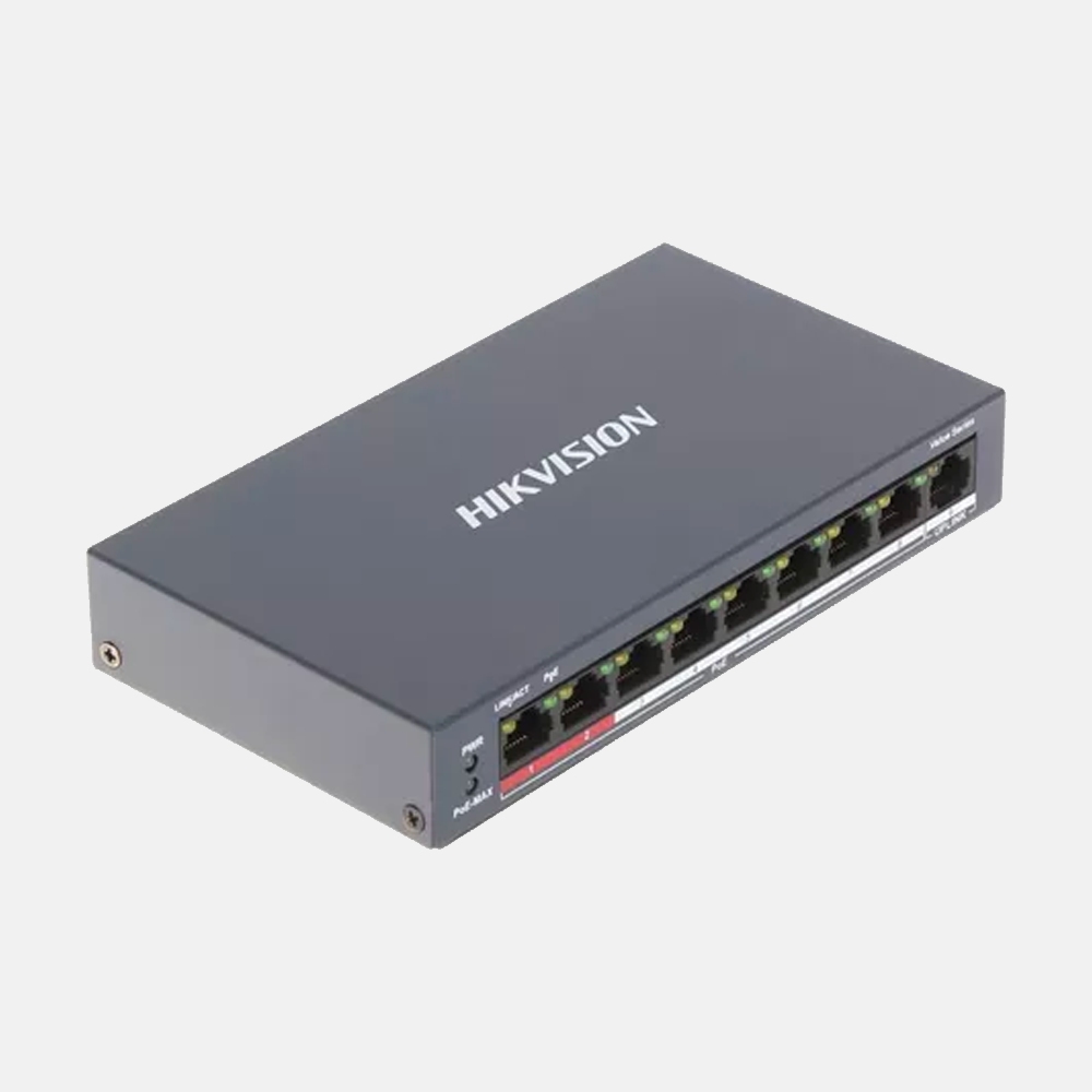 Switch PoE 8 Portas Não Gerenciado 8 (10/100 PoE) 1 (10/100 Uplink) 123W DS-3E0109P-E/M(B) Hikvision - Image 2
